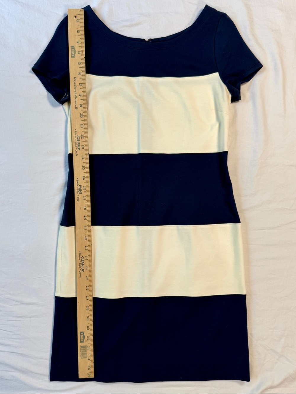 Vintage 2014 Banana Republic Navy and White Striped Sheath Dress - Picture 6 of 9